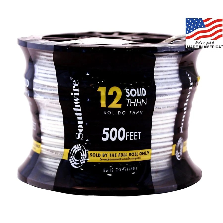 Southwire 500ft 12AWG Solid White Copper THHN Wire (By