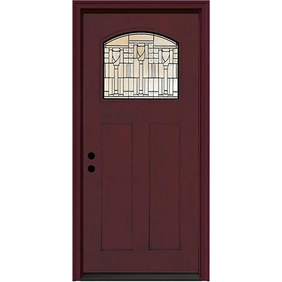 JELDWEN Craftsman Decorative Glass RightHand Inswing Sequoia Stained