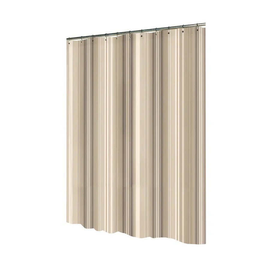 Allen + roth Polyester Brown/Tan Striped Shower Curtain at
