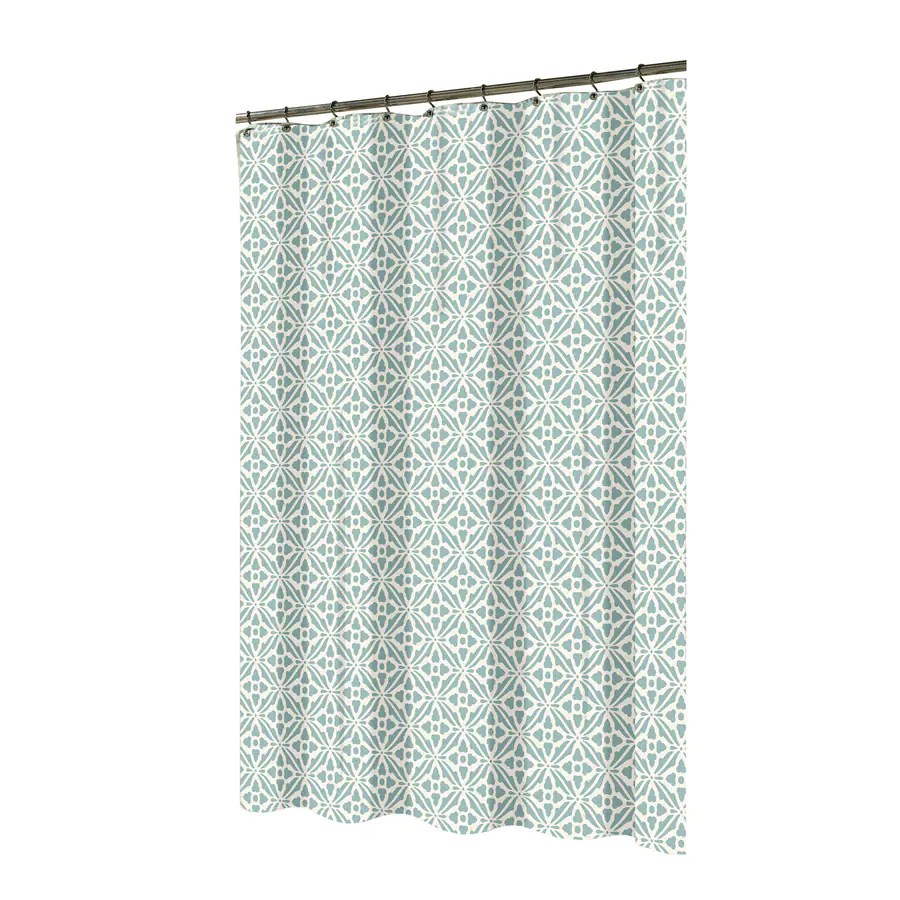 Allen + roth Polyester Aqua Patterned Shower Curtain at