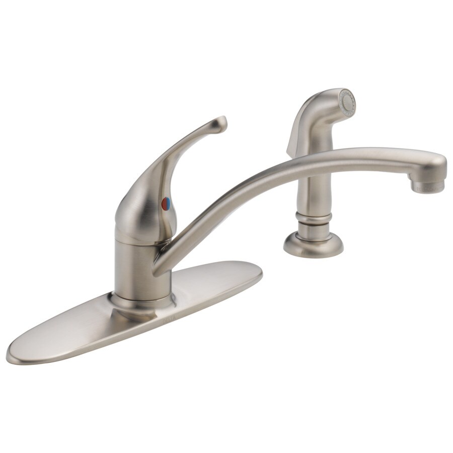 Delta Foundations Stainless 1handle Deck Mount LowArc Kitchen Faucet at