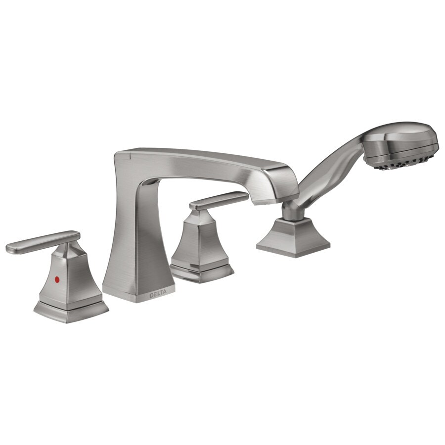 Delta Ashlyn Stainless 2Handle Deck Mount Roman Bathtub Faucet at