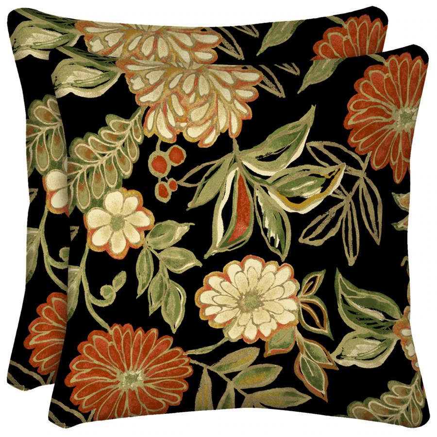 Arden Outdoor Set Of 2 Floral Black UVProtected Square Outdoor