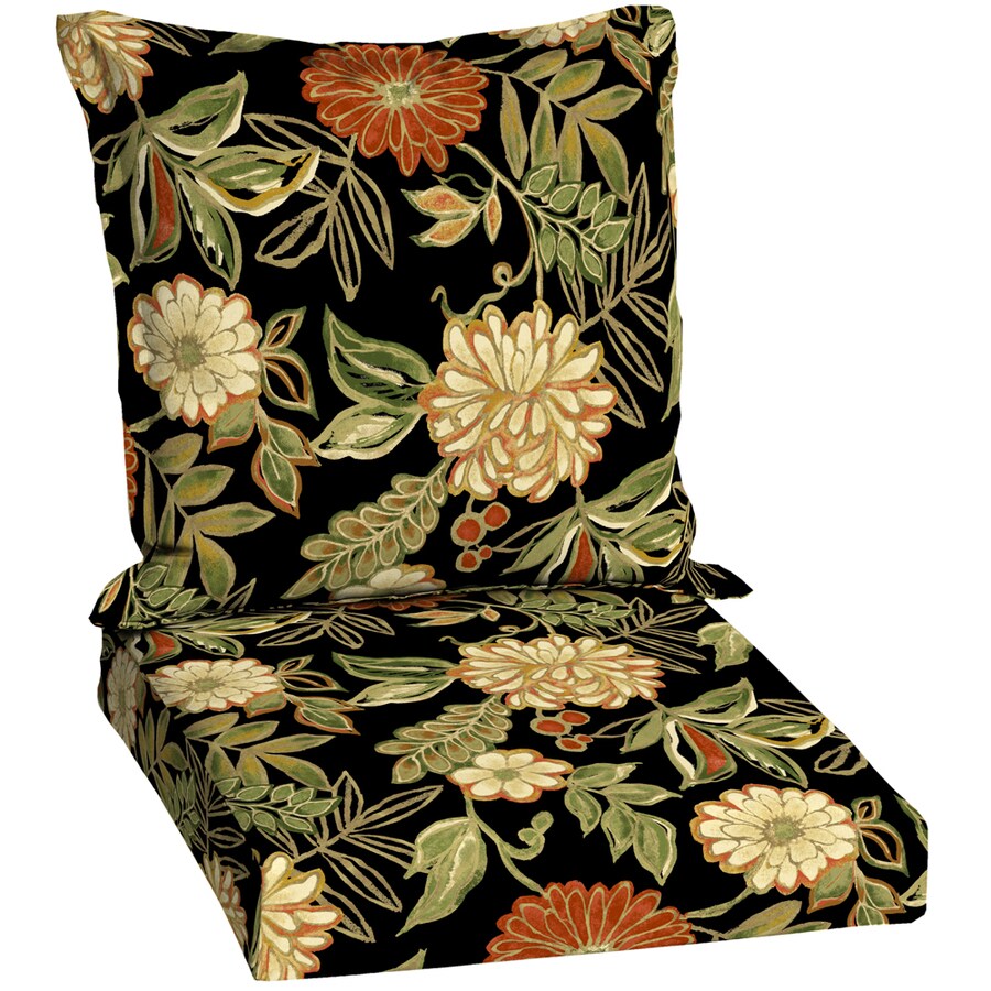 Floral Black Standard Patio Chair Cushion at