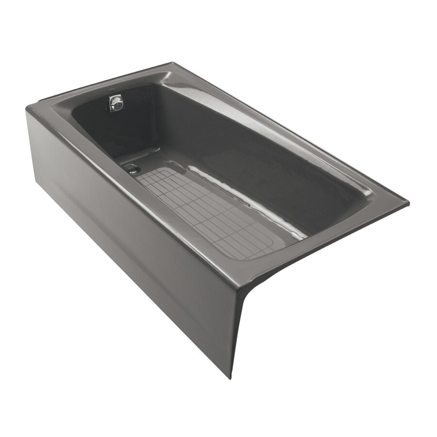 Kohler Mendota Cast Iron Bathtub KOHLER Mendota Thunder Grey Cast Iron Rectangular Skirted Bathtub with