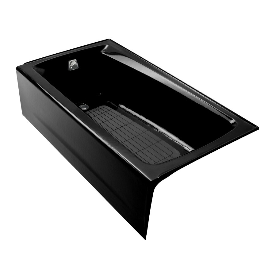 Kohler Mendota Cast Iron Bathtub KOHLER Mendota Black Black Cast Iron Rectangular Skirted Bathtub with