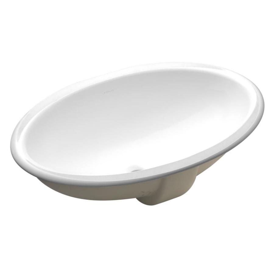 KOHLER Vintage White Undermount Oval Bathroom Sink with Overflow Drain