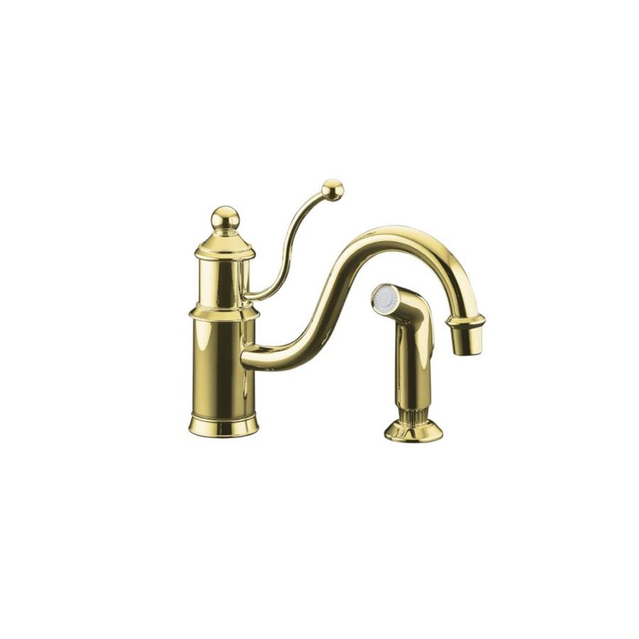 KOHLER Antique Vibrant Polished Brass 1Handle LowArc Kitchen Faucet
