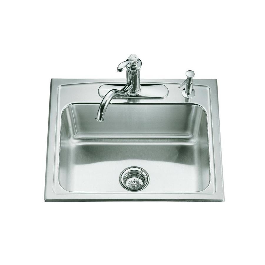 KOHLER Toccata 25in x 22in Stainless Steel Single Bowl DropIn 4Hole