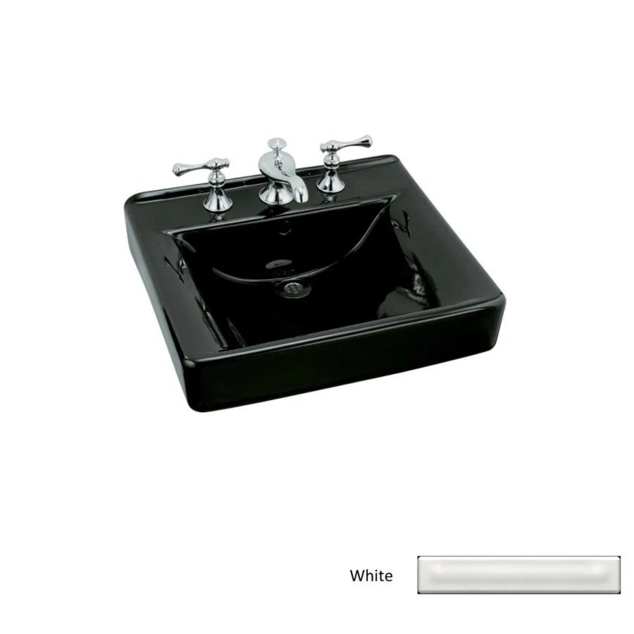 KOHLER Soho White WallMount Rectangular Bathroom Sink with Overflow at