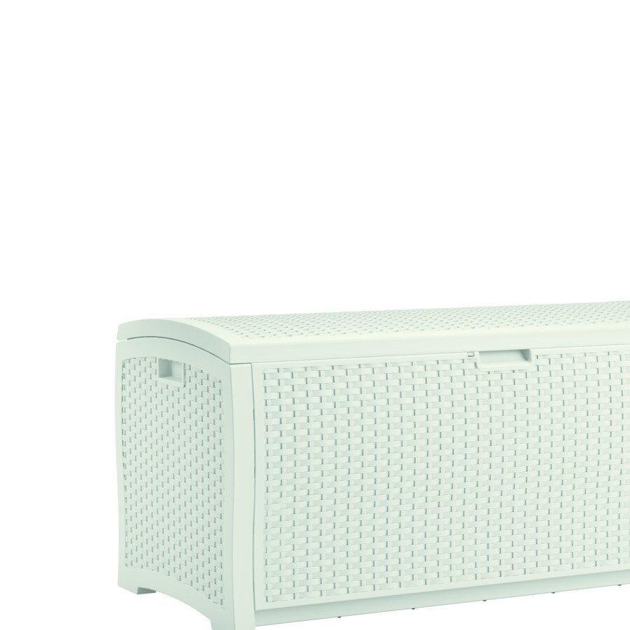 Suncast 51.188in L x 10.438in 99Gallon White Plastic Deck Box in the