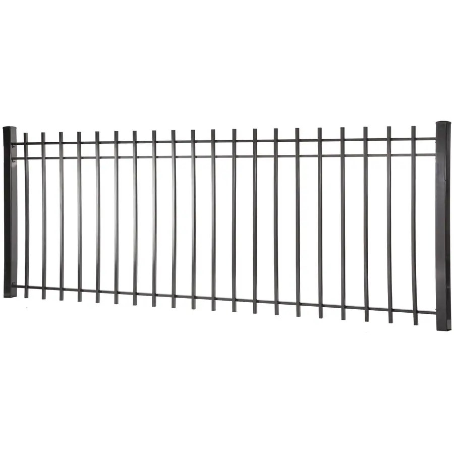 Kent 4ft H x 8ft W Black Steel SquareTop Decorative Fence Panel in