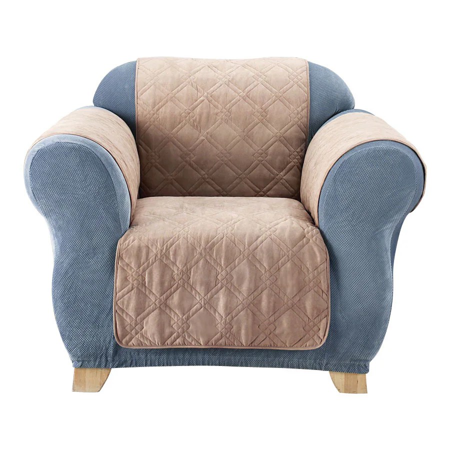 Shop Quilted Suede Brown Duck (Canvas) Chair Slipcover at