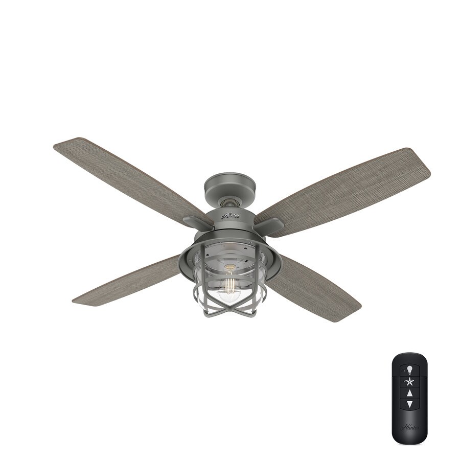 Hunter Port Royale LED 52in Matte Silver LED Indoor/Outdoor Ceiling Fan with Light and Remote