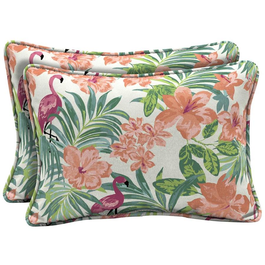 Arden Selections Floral Cream Coral Rectangular Lumbar Pillow at