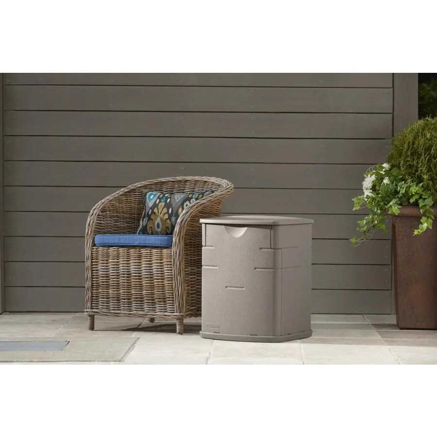 Rubbermaid 17in L x 18in 19Gallon Sandstone Deck Box at