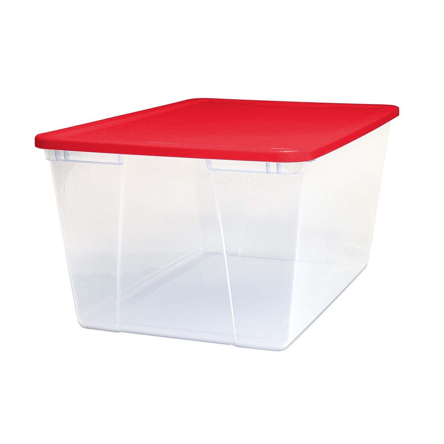 Holiday Living 22.5Gallon (90Quart) Red/Clear Holiday Tote with Standard Snap Lid in the