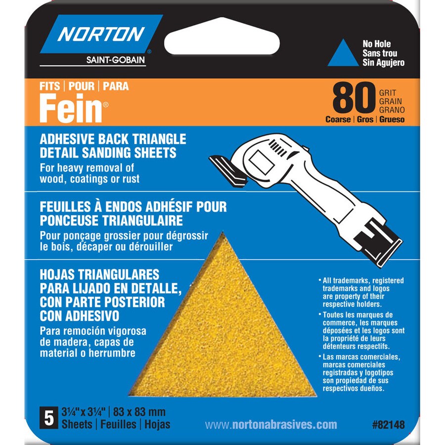 Norton 5Pack W x L 80Grit Commercial Detail Sandpaper Sheets in the