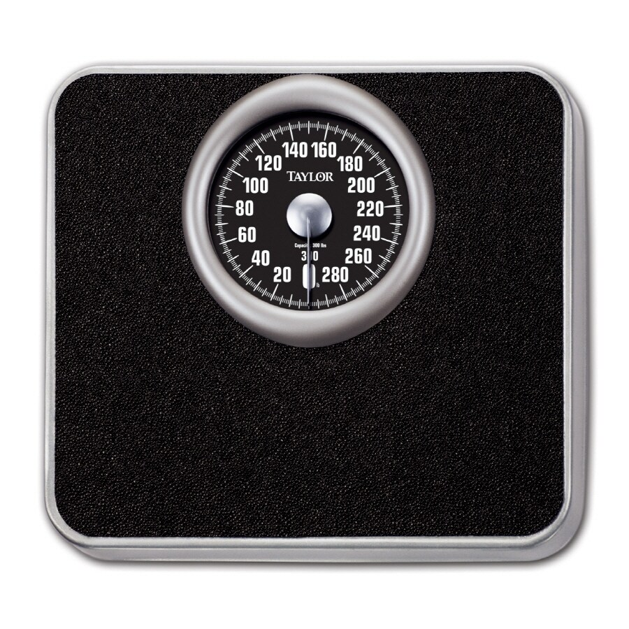 Taylor 300 lbs. Mechanical White Black Mat Bathroom Scale in the