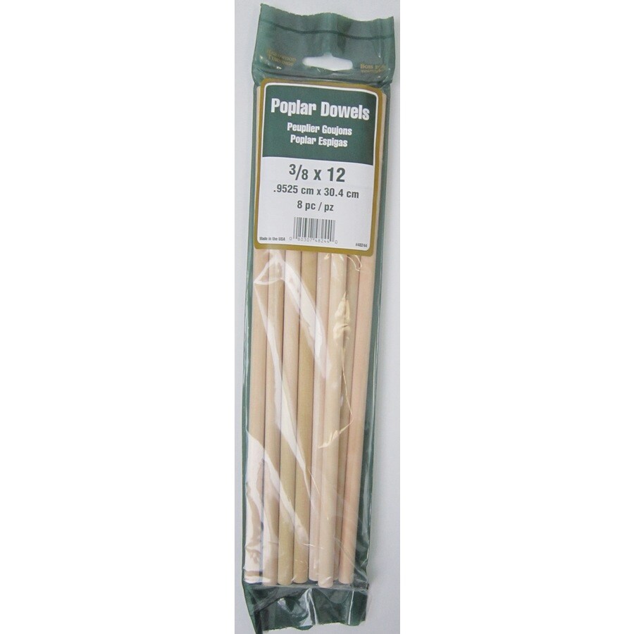 Madison Mill 8Pack Round Wood Poplar Dowel (Actual 12in L x 0.375in
