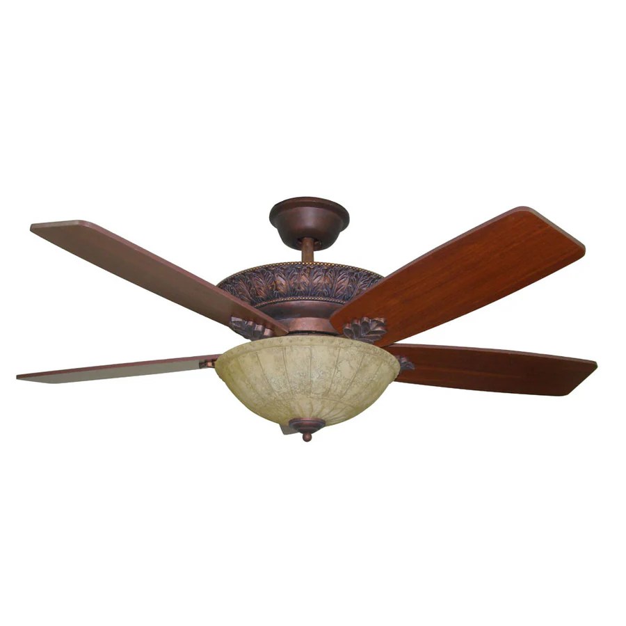 Harbor Breeze Lorina 52in Old World Bronze Downrod Mount Indoor Ceiling Fan with Light Kit in