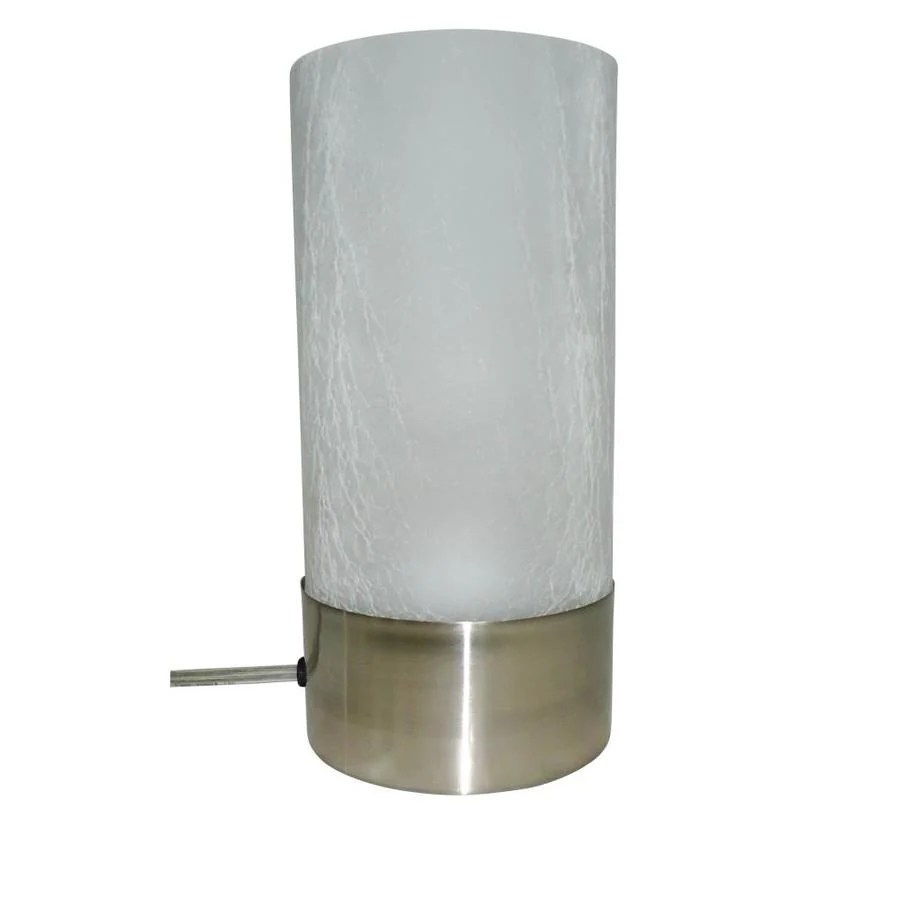 Portfolio 10in Brushed Nickel Touch Stick Table Lamp with Glass Shade