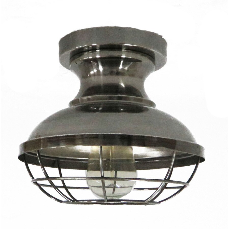 Allen + roth Yordan 8.4in W Antique Nickel Metal SemiFlush Mount