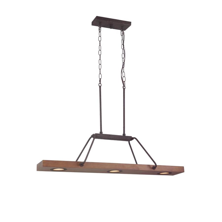 Scott Living Oakmont Wood/Black Industrial Linear LED Kitchen Island