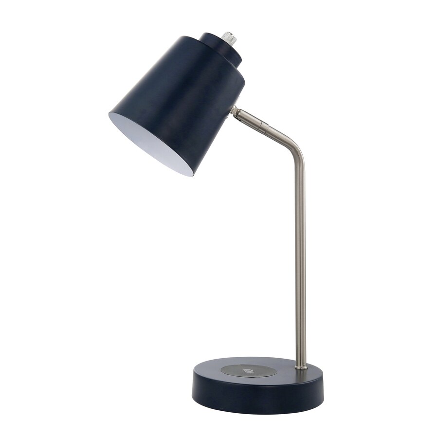 Scott Living 15in Adjustable Brushed Nickel/Navy Desk Lamp with Metal