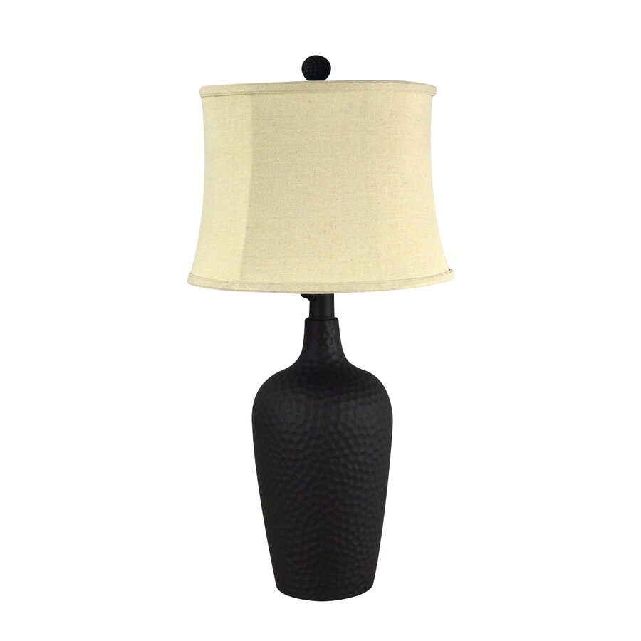 allen + roth 30.75in Bronze Table Lamp with Fabric Shade in the Table