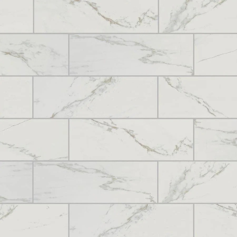 American Olean Marble Manor Calacatta 4in x 12in Glossy Ceramic