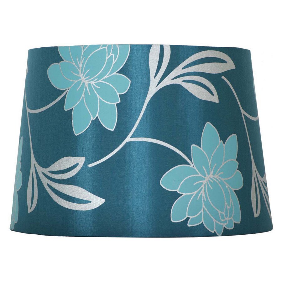 Portfolio 11 X 13 X 9" BLUE FLORAL SCREEN PRINT DRUM LAMP SHADE at