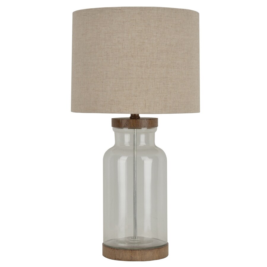 Allen + roth Edensley 25.25in Glass with Saddle Table Lamp with Fabric