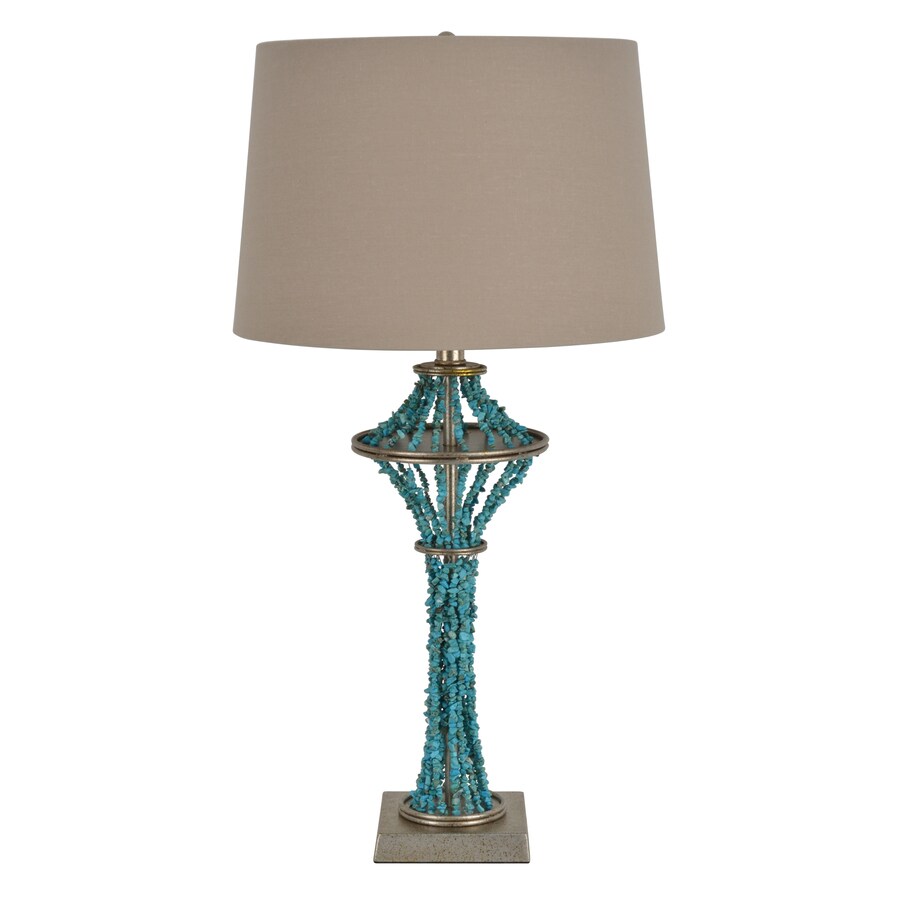 Decor Therapy 29in 3Way Switch Turquoise Indoor Table Lamp with Fabric Shade at