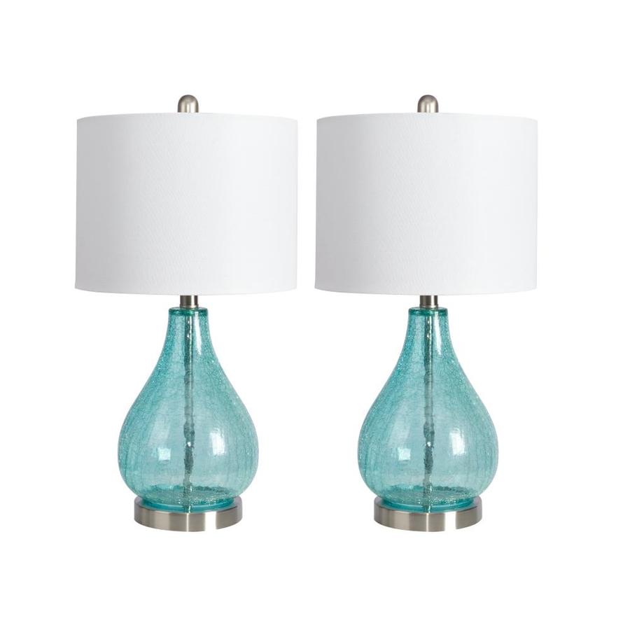 J. Hunt Home 23 IN Blue Crackle Glass TBL Lamp in the Table Lamps