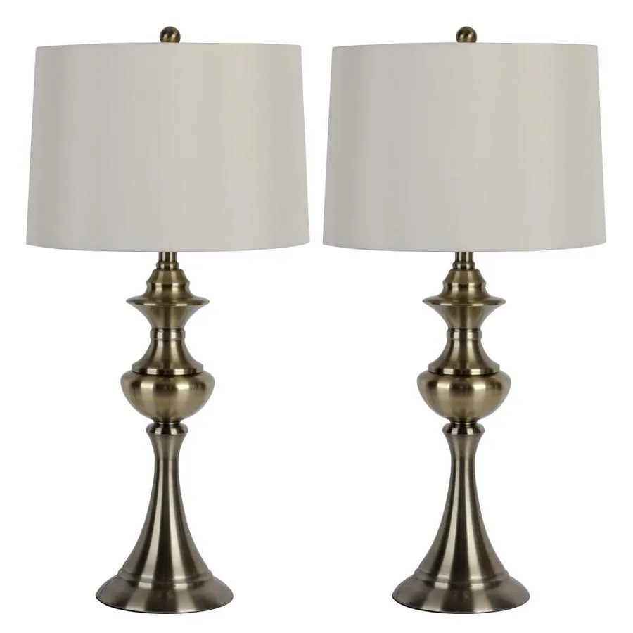 J. Hunt Home 28in Antique Brass Rotary Socket Table Lamp with Linen