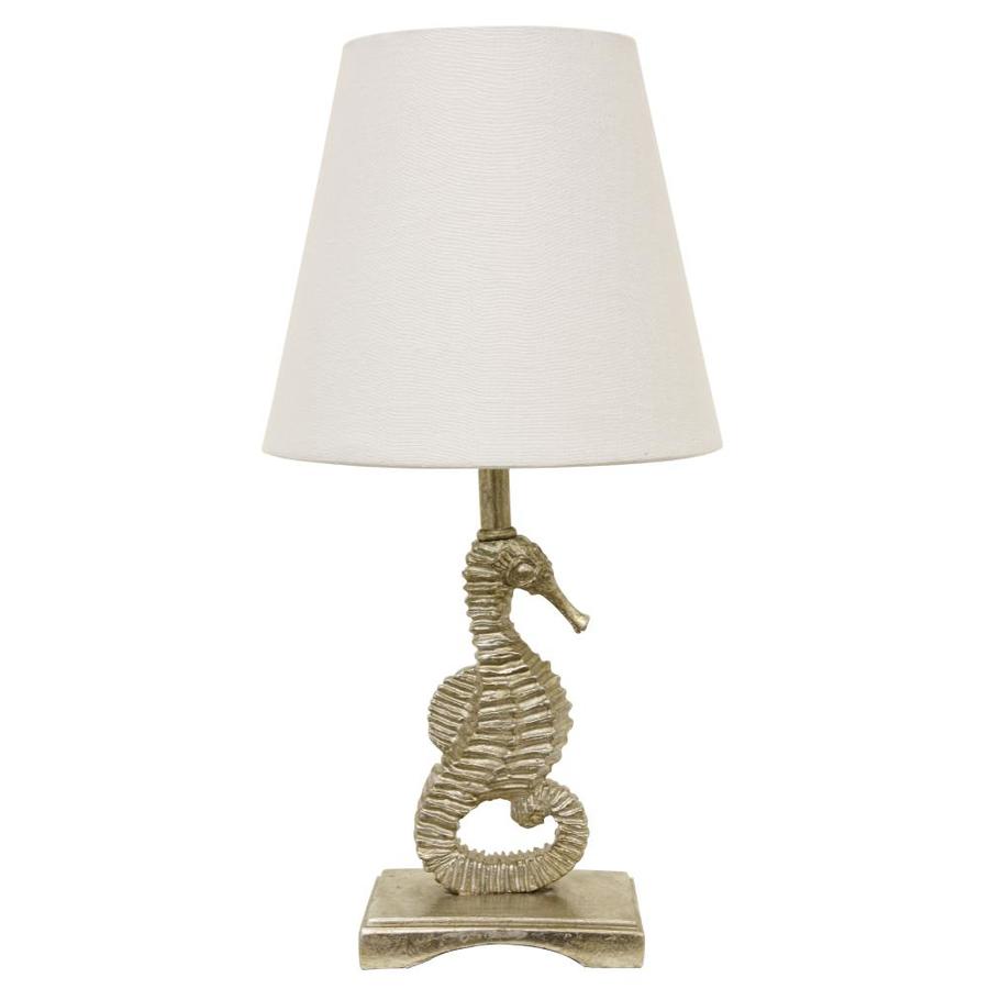 Decor Therapy 16in Silver Leaf Table Lamp with Linen Shade at