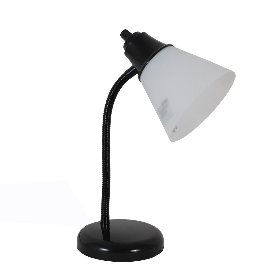Decor Therapy 15in Adjustable Black Desk Lamp with Plastic Shade in