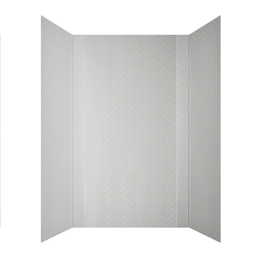 MirroFlex Herringbone White Fiberglass/Plastic Composite Bathtub Wall