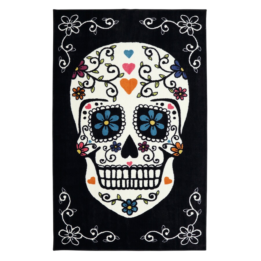 Shop Mohawk Home Sugar Skull Rainbow Multi Rectangular Indoor Tufted