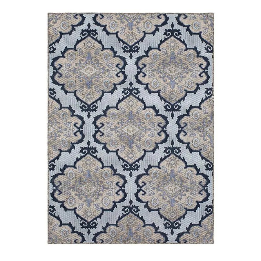allen + roth Outdoor Collection 8 x 10 Blue Indoor/Outdoor Geometric