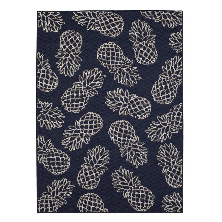 Lowes Indoor Outdoor Rugs Allen Roth Outdoor Collection 5 X 7 Navy