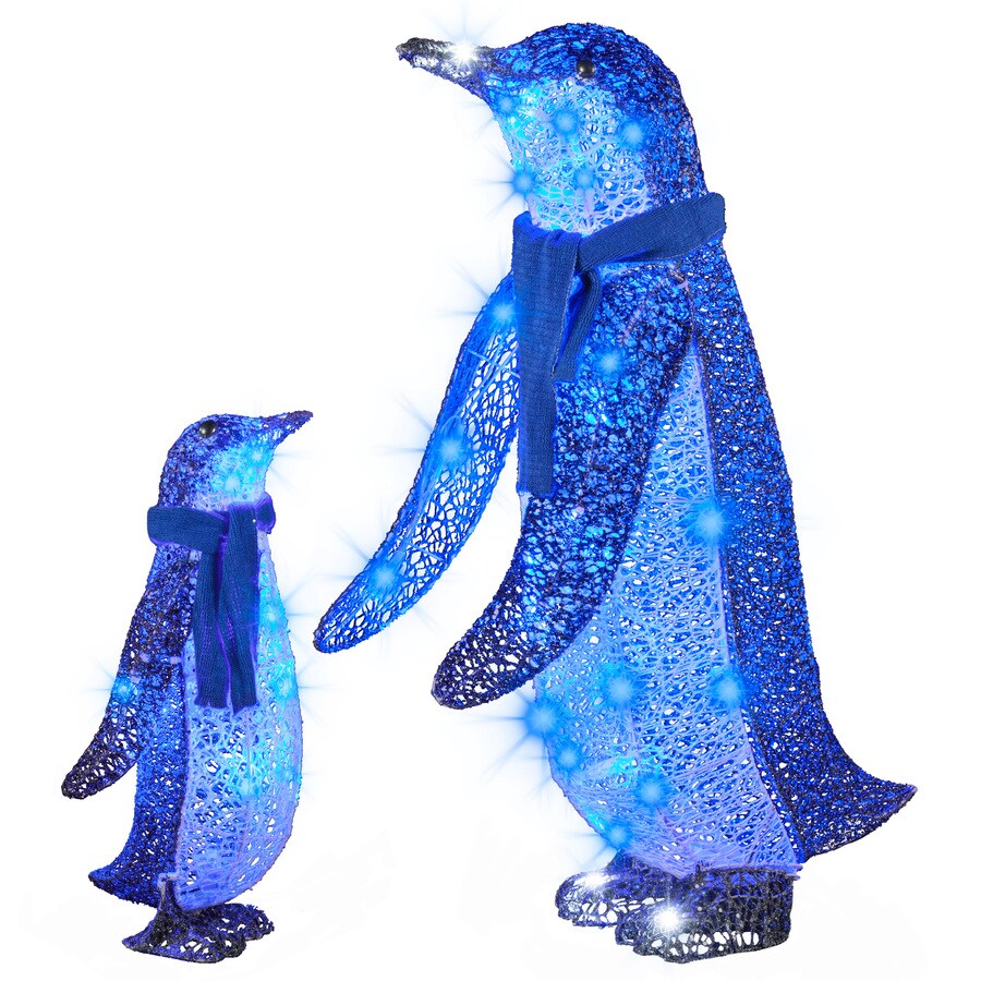 Gemmy 2Pack 3in Penguin Sculpture with Blue LED Lights in the Outdoor