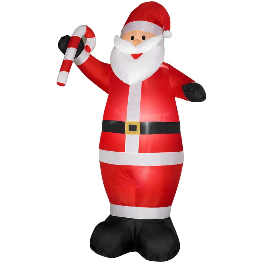 Holiday Living 7ft Inflatable Fabric Santa with Candy Cane at