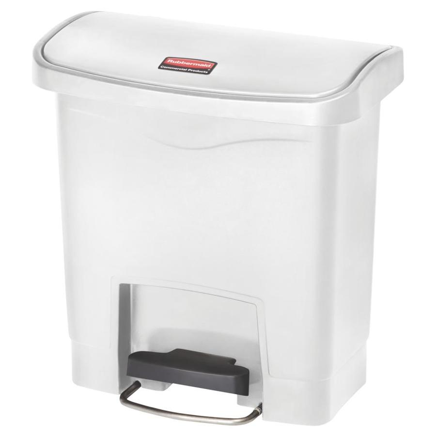 Rubbermaid Commercial Products Slim Jim White Plastic Wastebasket at