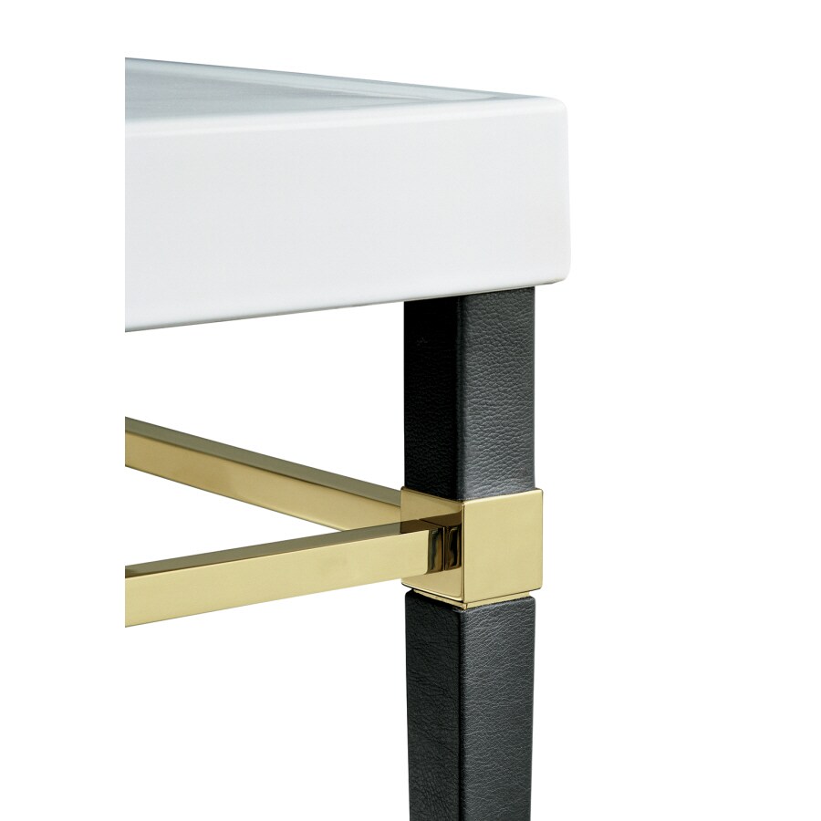 KOHLER Black Leather Square Tapered French Gold Metal Table Leg at