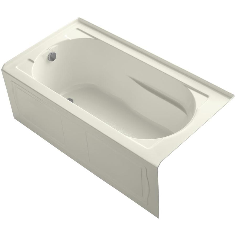 Shop KOHLER Devonshire 60in Biscuit Acrylic Alcove Bathtub with Left