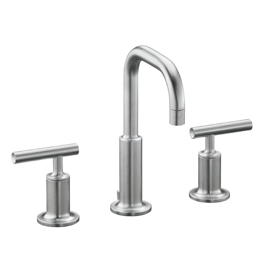 KOHLER Purist Polished Chrome 2handle Widespread WaterSense Bathroom Sink Faucet with Drain at