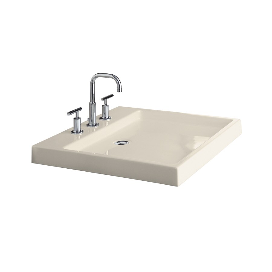 KOHLER Purist Almond Fire Clay Vessel Rectangular Bathroom Sink at