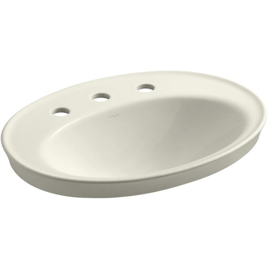 KOHLER Serif Biscuit DropIn Oval Bathroom Sink with Overflow Drain (22